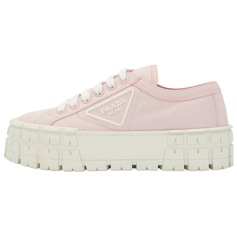 PRADA Wheel Double Nylon Gabardine Low top Skateboard Shoes Women's Snow Pink