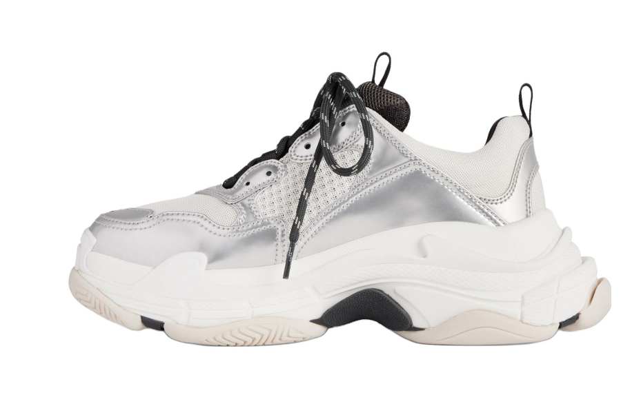 Balenciaga Triple S Textile, Artificial Leather Low top Casual Shoes Women's Silver