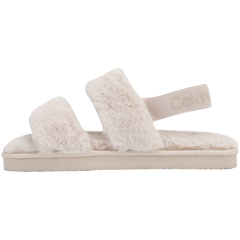 CKJ CALVIN KLEIN JEANS Fabric One Strap Sandals Women's Ivory White