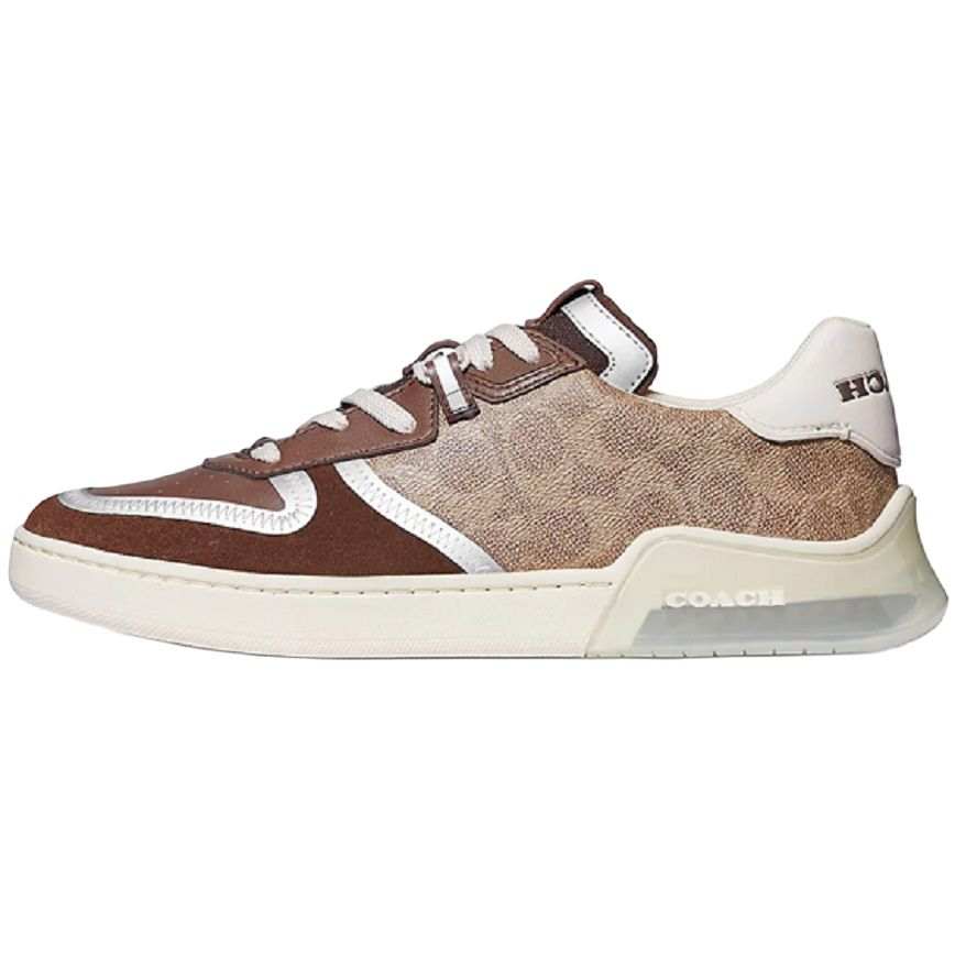 COACH CitySole Court Leather Versatile Low top Stylish Skateboarding Shoes Men's Gray Brown