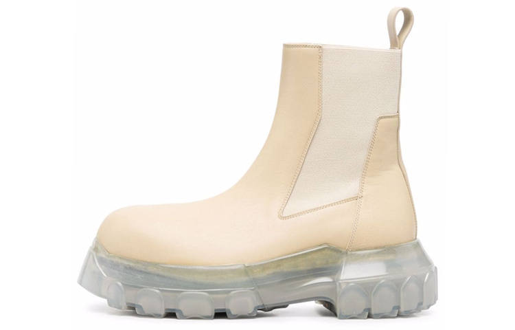 RICK OWENS RICK OWENS/RO Leather Short Chelsea Boots Women's Beige