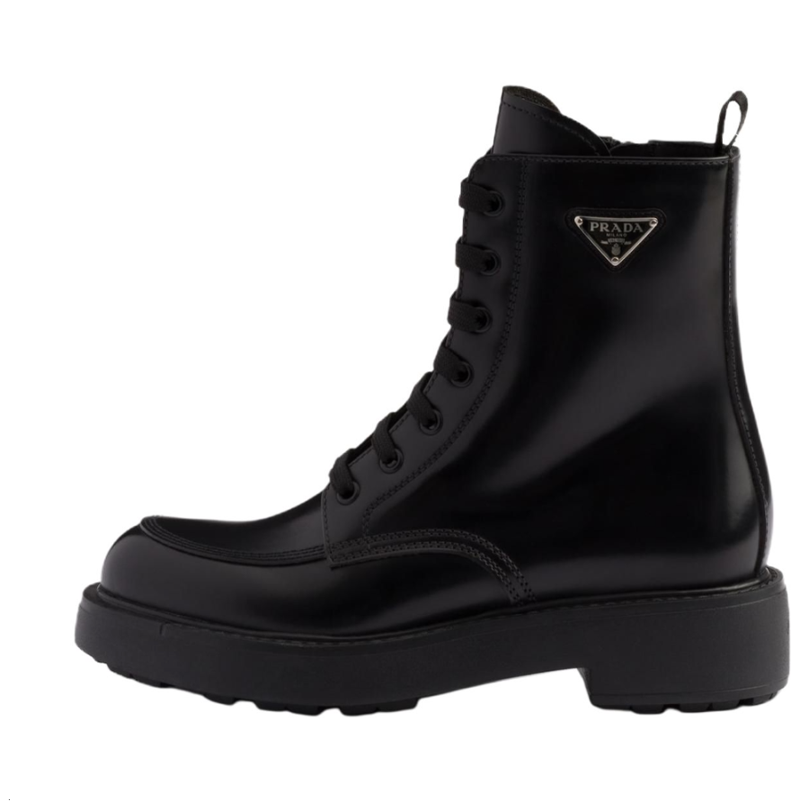 PRADA PRADA Leather Ankle Boots 5CM Women's Black