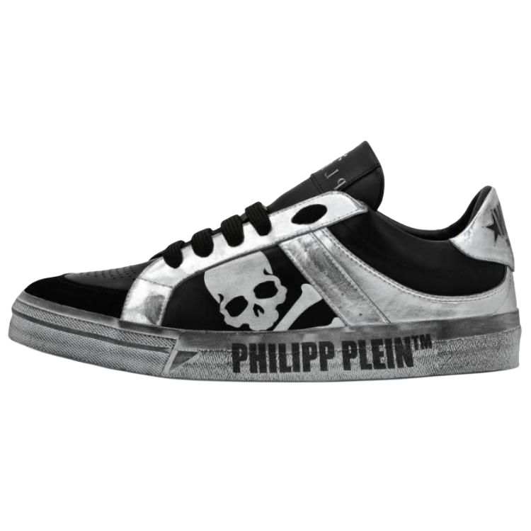 PHILIPP PLEIN Retrokickz Tm Low top Skateboard Shoes Men's Black Silver