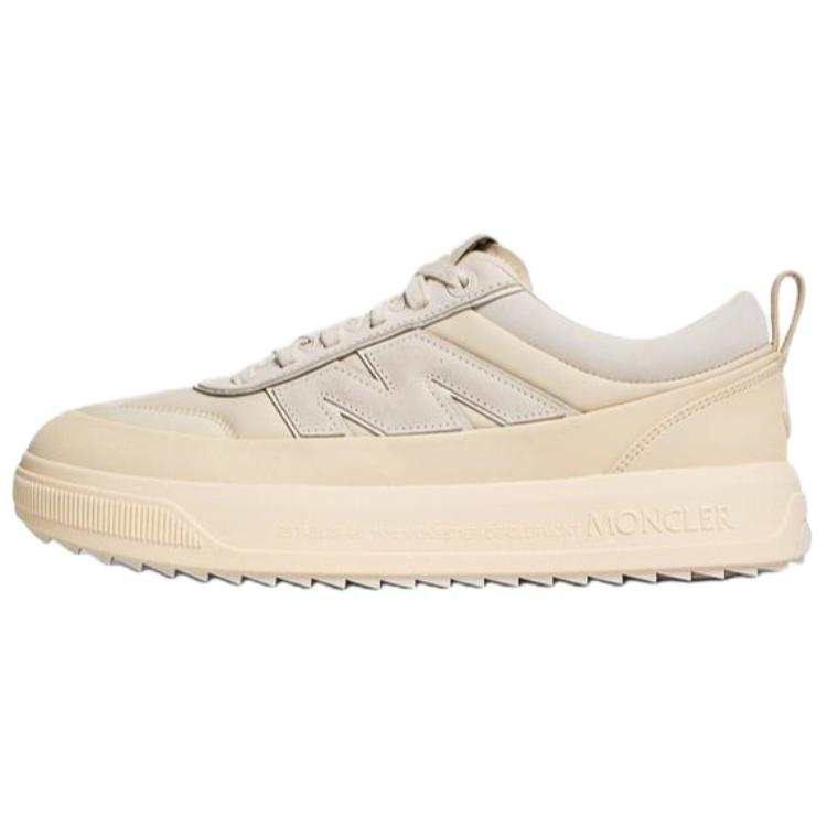 Moncler Altive Cow Split Leather Low top Skateboard Shoes Men's Light Beige