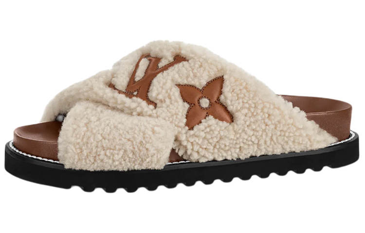 LOUIS VUITTON Paseo Comfort Slip Resistant Slide Slippers Women's Beige