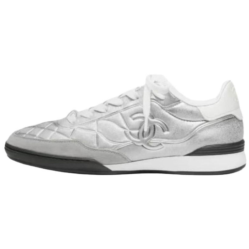 CHANEL 26C Low top Casual Shoes Men's Silver Gray