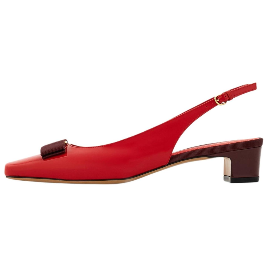 FERRAGAMO Vara Chunky Heel High Heels 3cm Women's Red