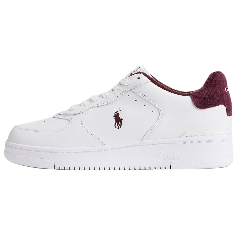 Polo Ralph Lauren Masters Court Leather Low top Skateboard Shoes Men's White & Burgundy
