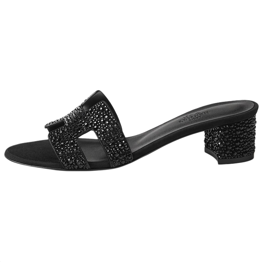 HERMES HERMES Oasis Slide Slippers 5cm Women's Black