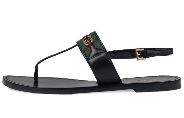 GUCCI GUCCI Web Stripe T-bar Flat Sandals
