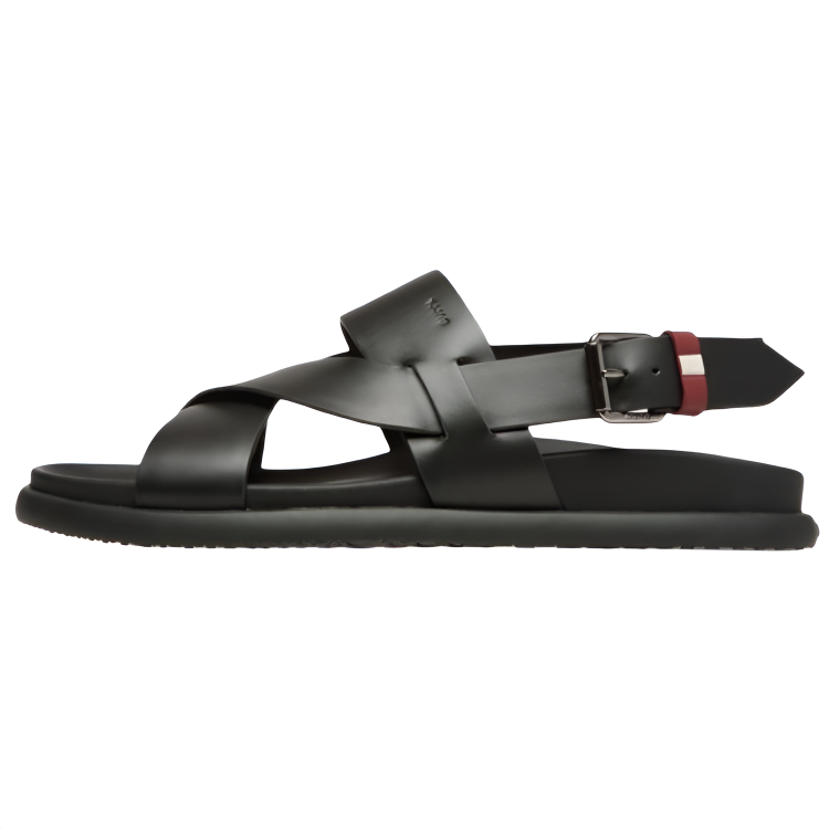 BALLY NEWPORT Cow Leather One Strap Sandals Men's Black
