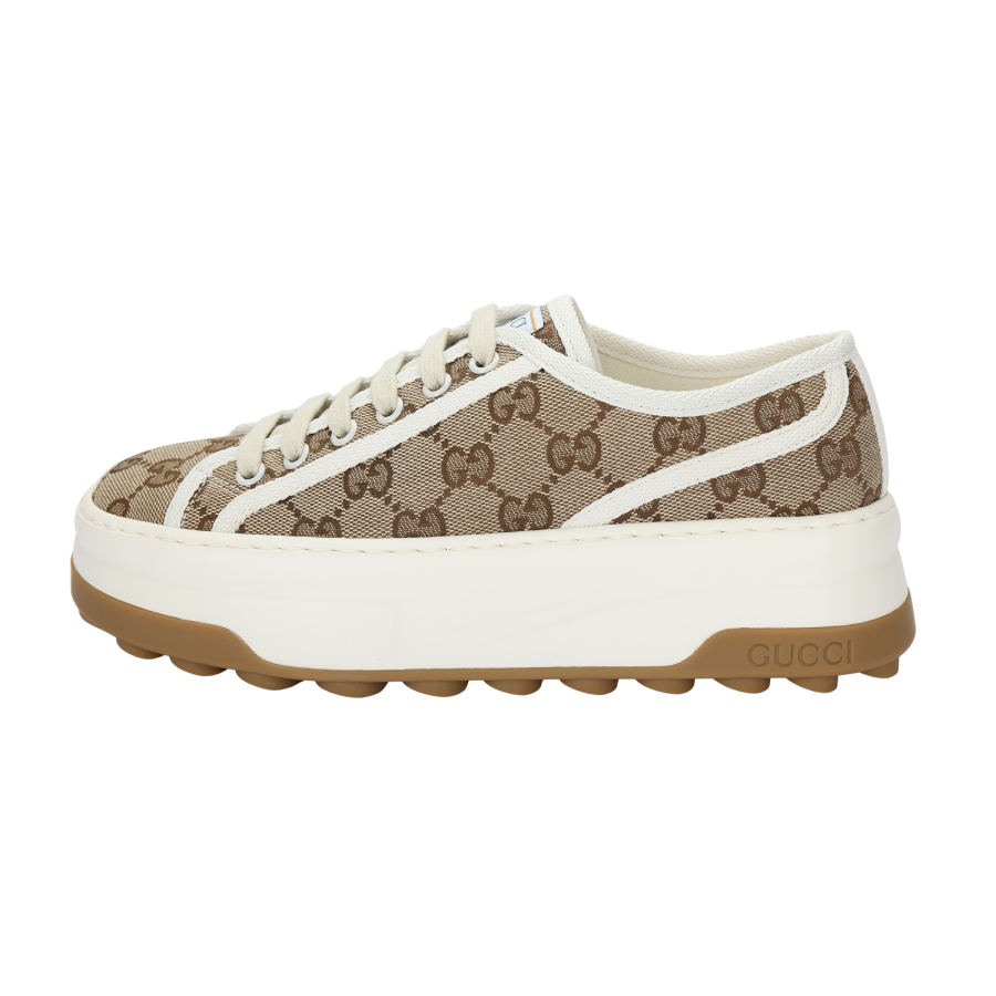 GUCCI Canvas Shoes 5.3cm Women's Beige & White