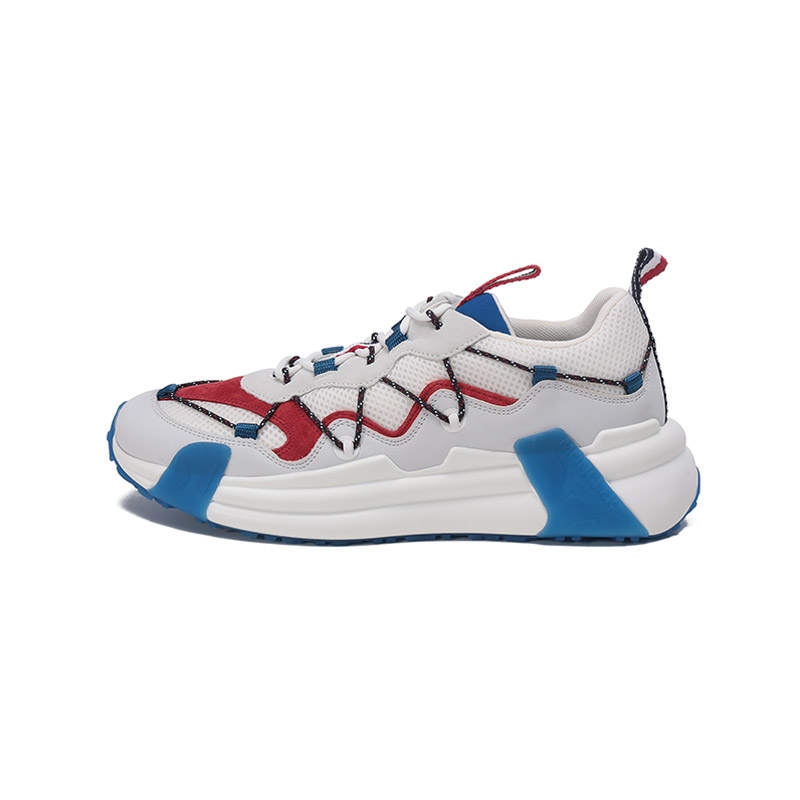 Moncler Compassor Textile, Leather Low top Sports Casual Shoes Men's White Red Blue