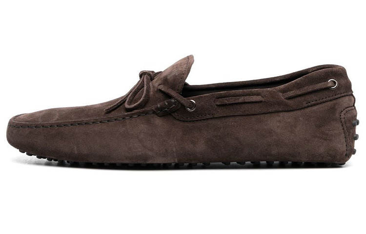 TOD'S Gommino Suede Bowknot Casual Shoes Men's Brown
