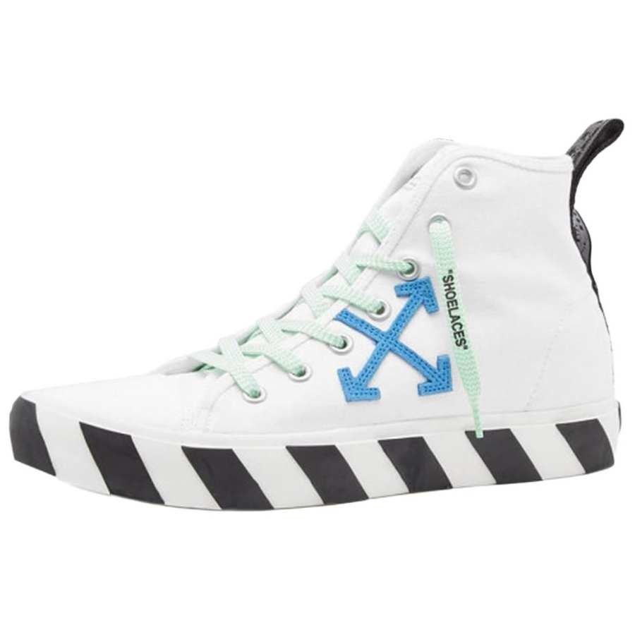 OFF-WHITE OFF WHITE Mid Top Vulcanized Canvas Sneaker 'White Blue Green Black'