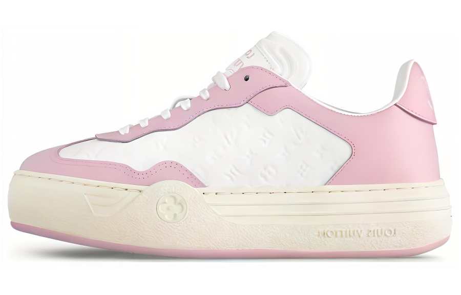 LOUIS VUITTON GROOVY PLATFORM Leather Low top Skateboard Shoes Women's White Purple