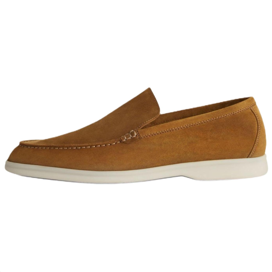 Loro Piana Summer Walk Calfskin Casual Shoes Men's Tan