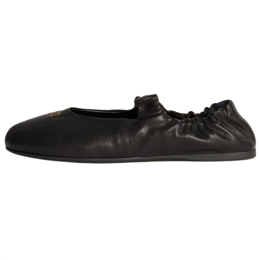 MIU MIU Ruches Flat Mary Jane Shoes 1CM Women's Black