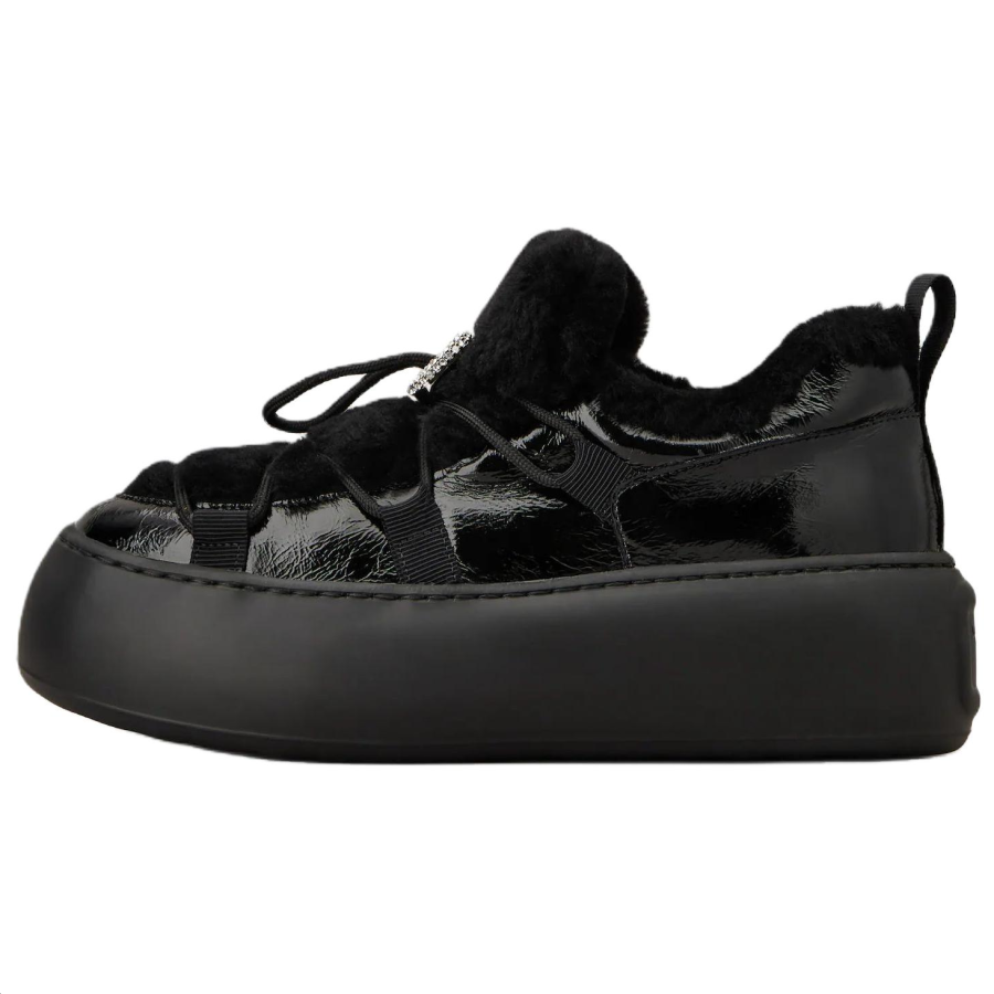 Roger Vivier Viv' Up Patent Leather Low top Skateboard Shoes 5cm Women's Black