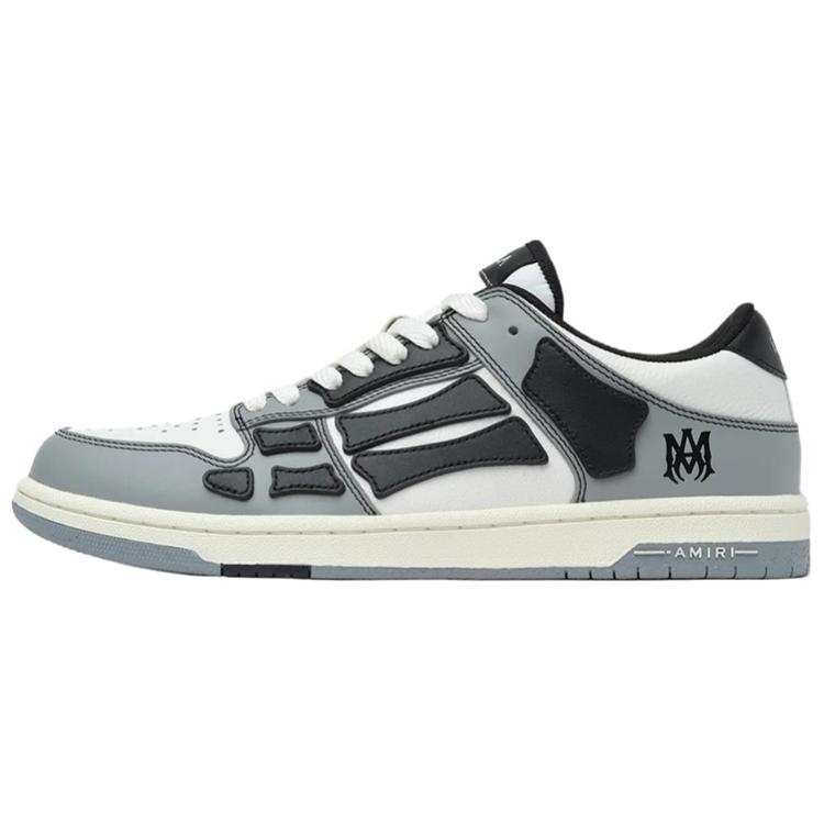 AMIRI Skel Top Low Cow Leather, Leather Low top Skateboard Shoes Men's Gray