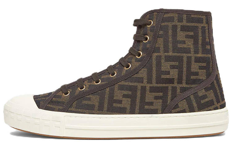 FENDI Domino High top High top Stylish Skateboarding Shoes Men's Brown