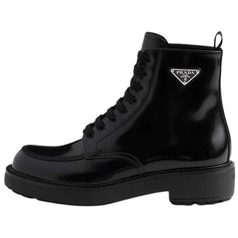PRADA PRADA Leather Ankle Boots 5CM Men's Black