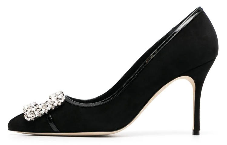 MANOLO BLAHNIK Hangisi Crystal-buckle Ballerina Shoes
