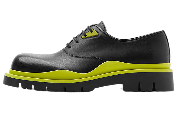 Bottega Veneta Tire Lace Up Leather Shoe Black Kiwi