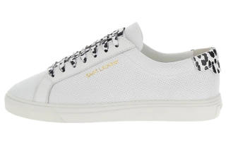 SAINT LAURENT Cow Leather Low top Stylish Skateboarding Shoes Women's White Black