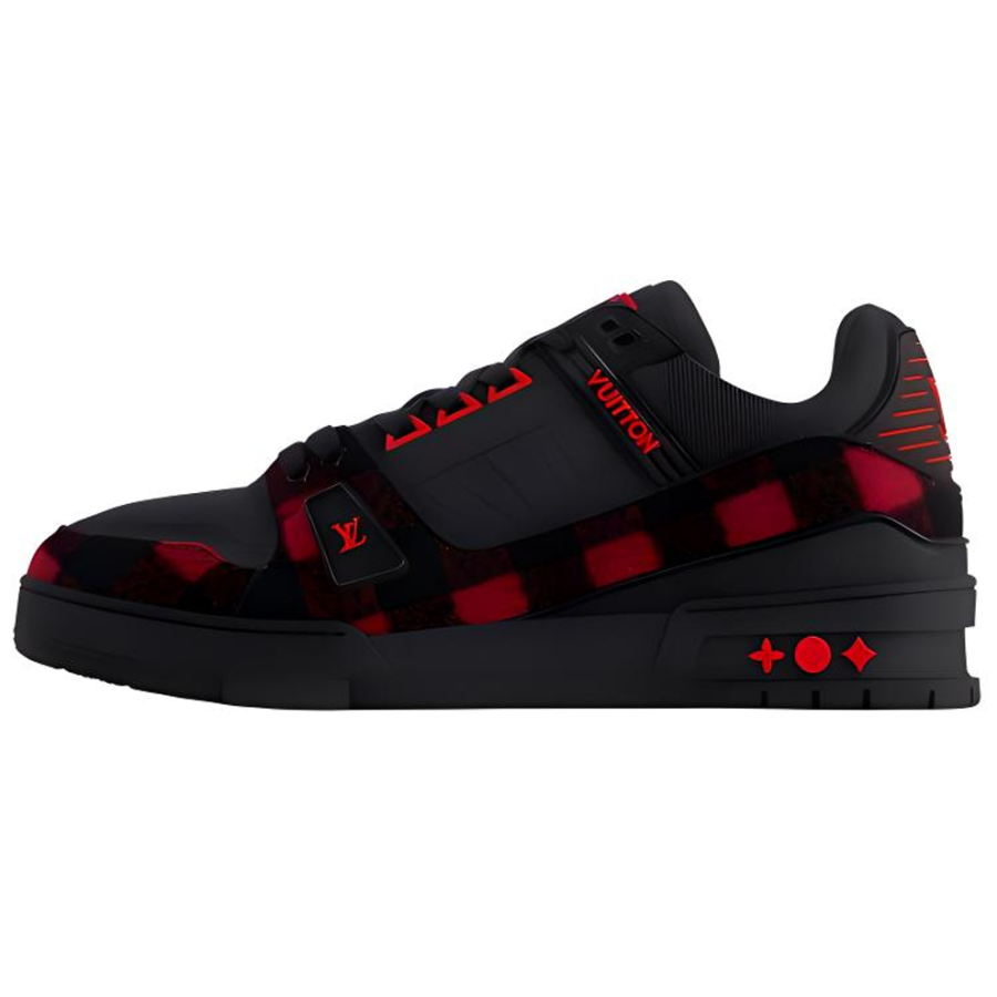 LOUIS VUITTON Trainer Low top Skateboard Shoes Men's Black Red