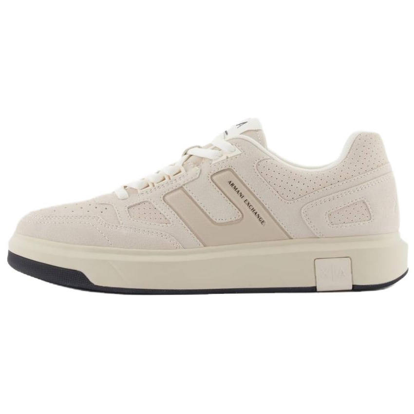 ARMANI EXCHANGE ARMANI EXCHANGEAE Cow Split Leather Low top Skateboard Shoes Men's Ecru