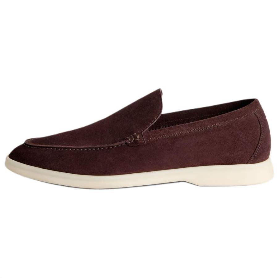 Loro Piana Summer Walk Suede Loafers Men's Red Brown