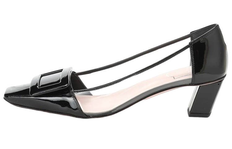 Roger Vivier Trompette Patent Leather Chunky Heel High Heels 4.5cm Women's Black