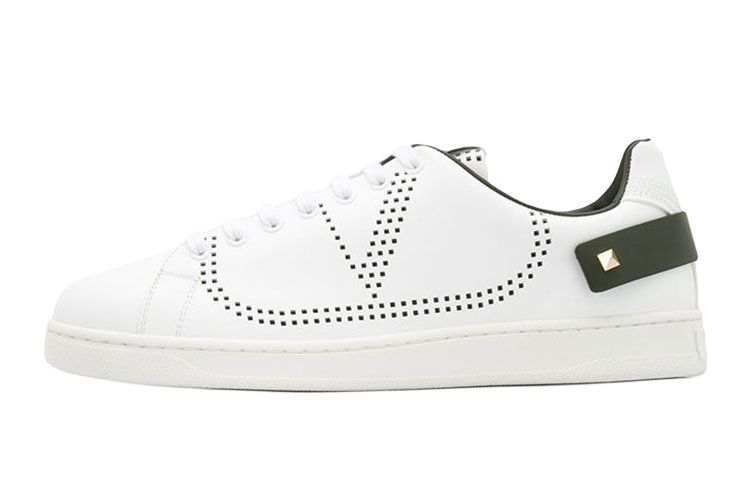 Valentino Leather Low top Stylish Skateboarding Shoes Men's Black White
