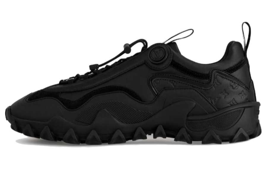 LOUIS VUITTON RUSH Leather Abrasion Resistant Low top Casual Shoes Women's Black
