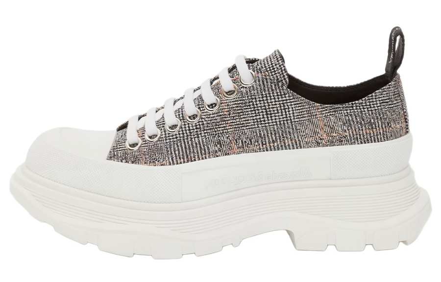 Alexander McQueen Tread Slick Ankle Length Combat Boots Women's Black White Silver