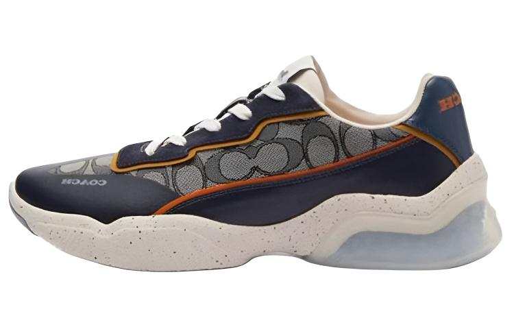 COACH CitySole Leather Low top Casual Shoes Men's Beige Blue