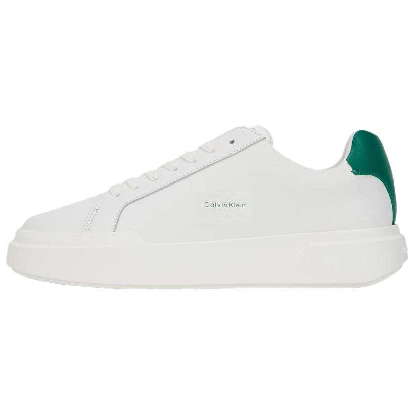 CKJ CALVIN KLEIN JEANS Cow Leather Low top Skateboard Shoes Men's White/Green