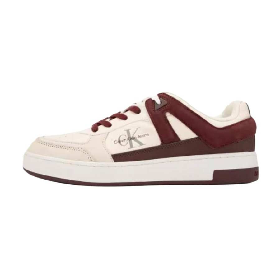 CKJ CALVIN KLEIN JEANS Cow Leather Low top Skateboard Shoes Men's Ivory