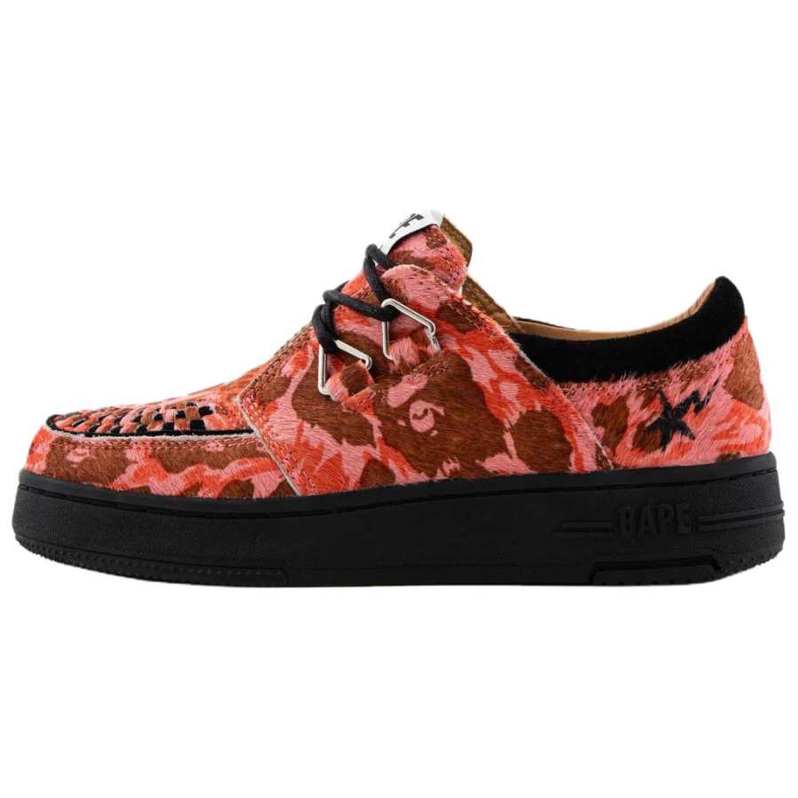 A BATHING APE CREP STA LADIES Cow Leather Low top Skateboard Shoes Women's Pink