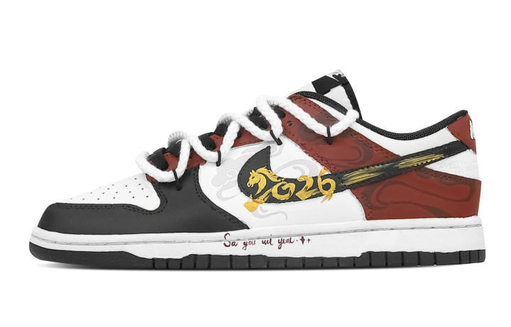 Nike Nike Dunk Auspicious Clouds Auspicious Snow Slip Resistant Abrasion Resistant Low top Skateboard Shoes Unisex Black Red