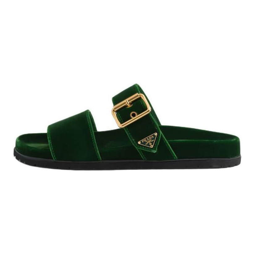 PRADA PRADA Triangle Slide Slippers Women's Green