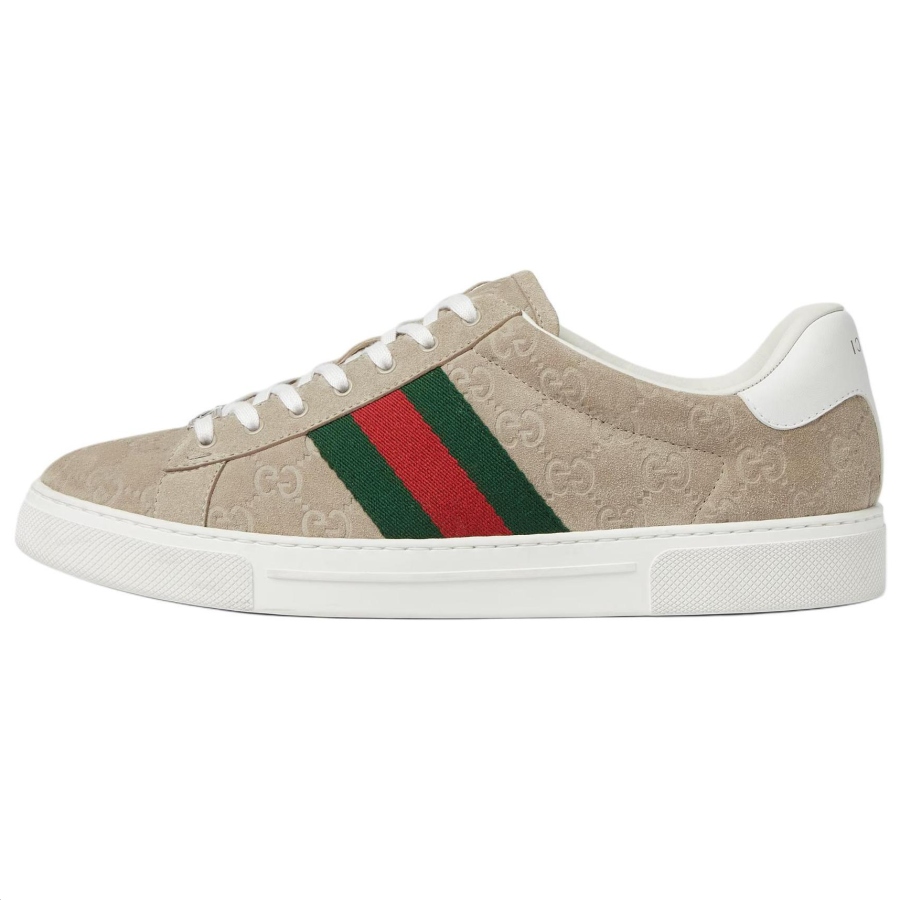 GUCCI ACE Suede Low top Skateboard Shoes Women's Oat