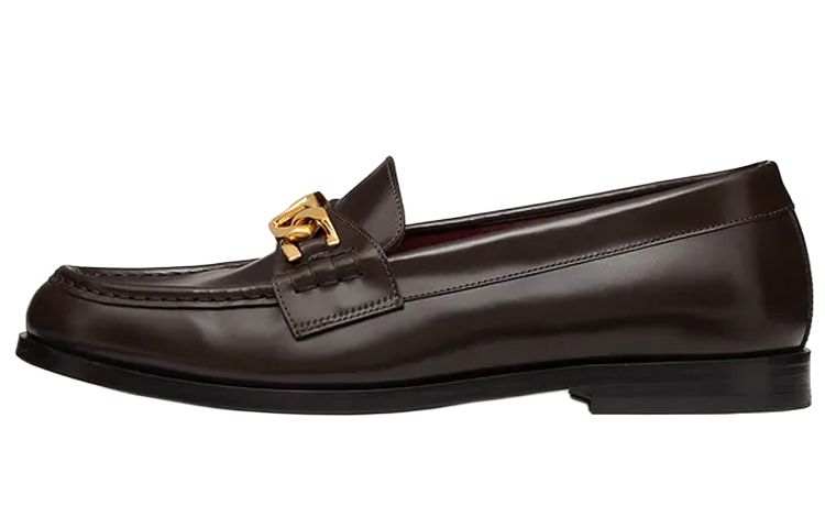 Valentino VLogo Chain Almond Toe Slip On Loafers
