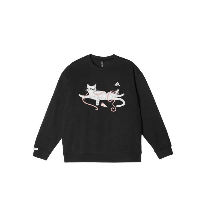 Adidas Adidas LABEL Sweatshirts Unisex Black Crew Neck Moderate Regular