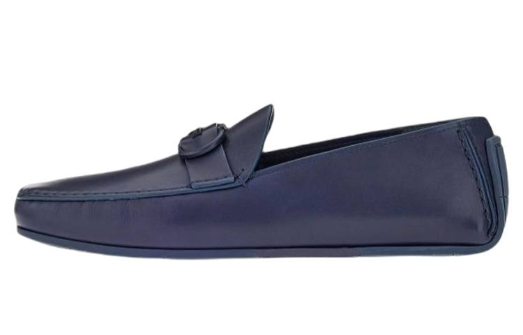 FERRAGAMO Leather Flat Men's Casual Shoes Men's Blue