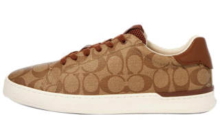 COACH Clip Leather Low top Stylish Skateboarding Shoes Men's Brown
