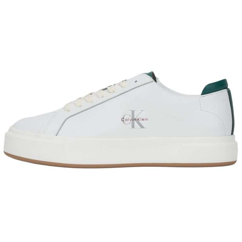 CKJ CALVIN KLEIN JEANS Cow Leather Low top Skateboard Shoes Men's White/Khaki