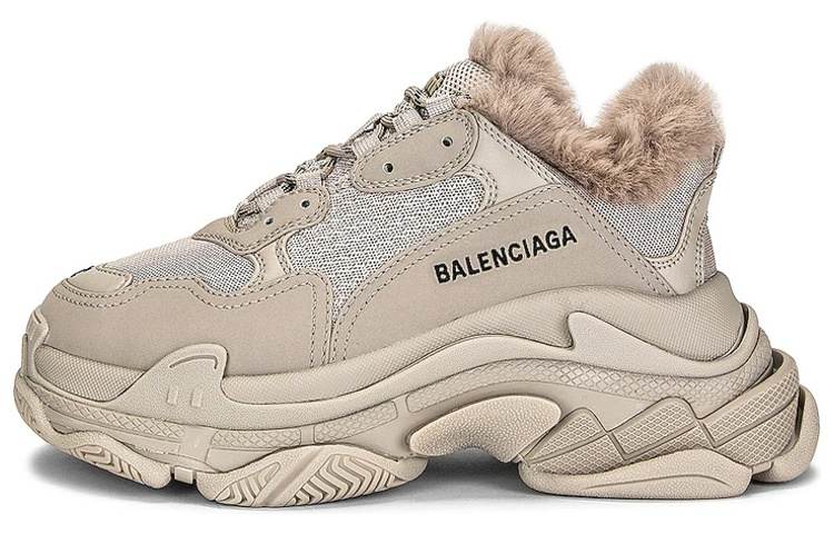 Balenciaga Triple S Fake Fur Beige Women's