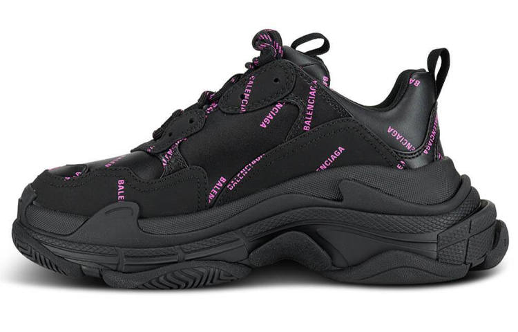 Balenciaga Triple S Sneaker 'All Over Logo Black Pink' Women's